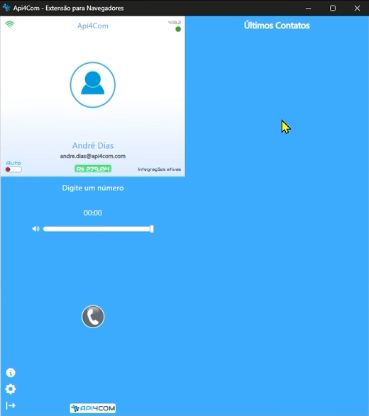 Webphone da API4COM na interface anterior