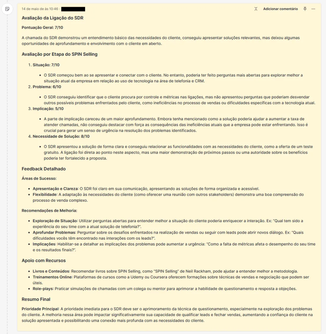 Análise Qualitativa das ligações na API4COM