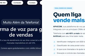 A home antiga no Webflow ao lado da home nova
