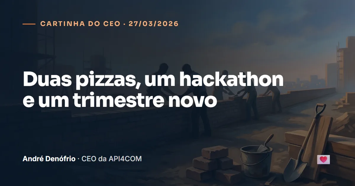 Cartinha do CEO de 27/03/2026: Duas pizzas, um hackathon e um trimestre novo